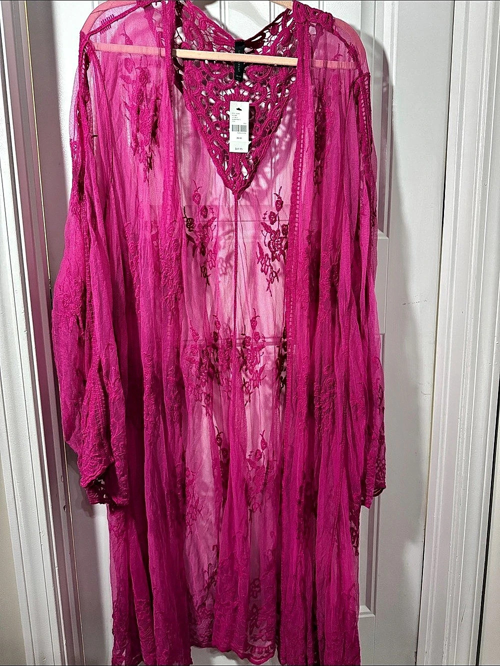 Lane Bryant Floral Crochet Tunic in Pink Size 38/40 NWT